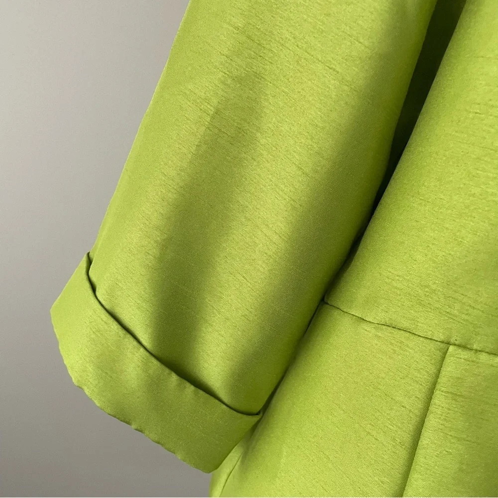 Vintage Dana Kay Lime Green Statement Blazer Jacket Chartreuse Plus Size 16 Y2K - Picture 6 of 9